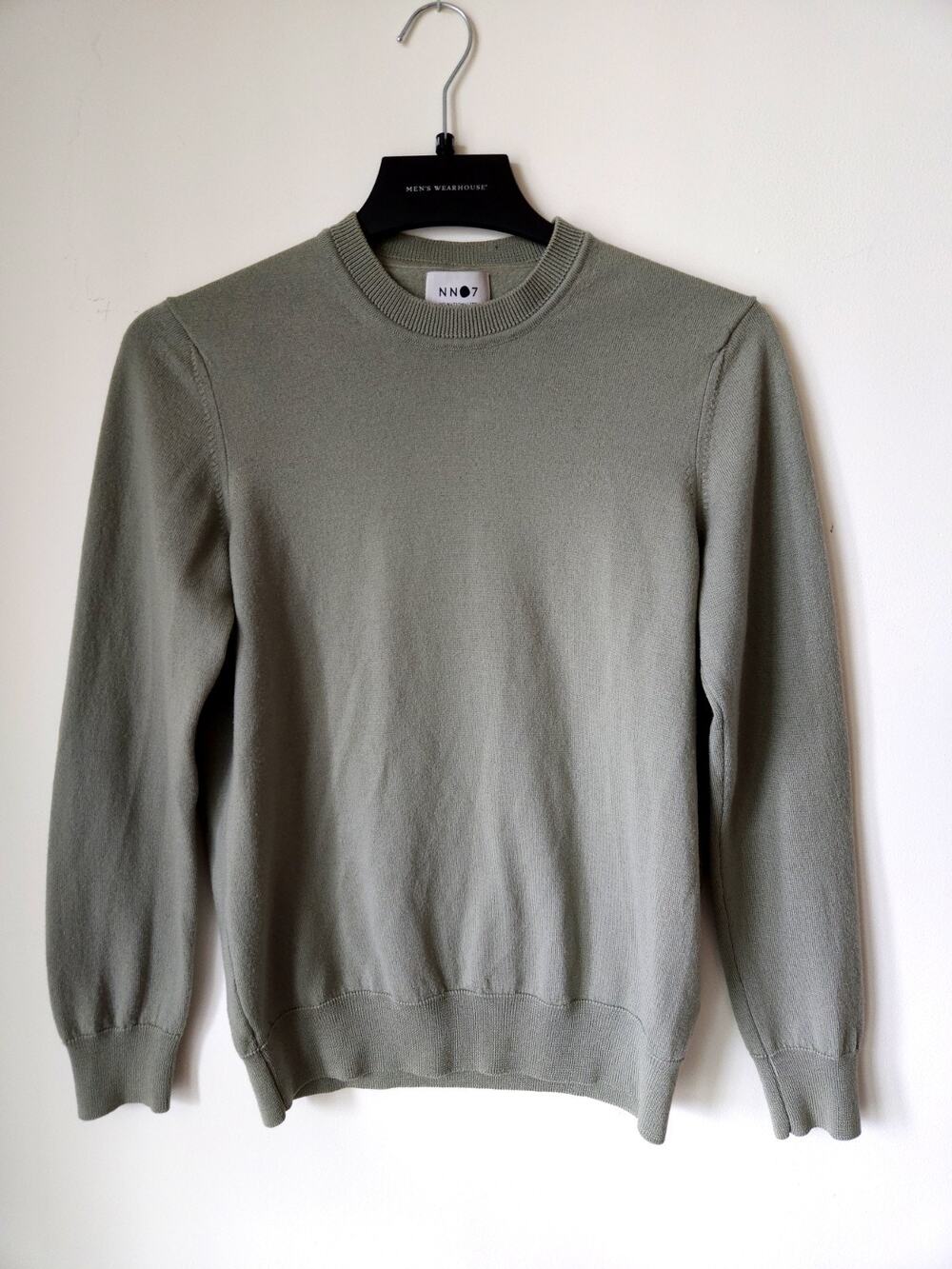 NNO7 Sweater Mens Small Ted 6328 Sage Green Italian Merino Wool Long Sleeve